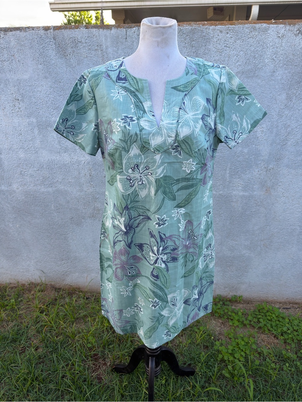 New Reyn Spooner Stargazer Short Dress Green Hawaiian Print Women's 14
